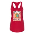 thumbnail image 2 of Wild Bobby Sun and Moon Groovy Vintage Daisy Flowers Stars Vintage Women Racerback Tank Top, Red, Medium, 2 of 6