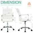 thumbnail image 2 of PU Leather Office Chair with Arms, Adjustable Height, Swivel Rolling Desk Chair, Mid-Back Upholstered Modern Chair for Home, Study, or Vanity, White, 2 of 8