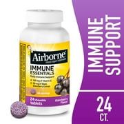 Airborne Immune Essentials, Vitamin C & Zinc Immune Support Chewable Tablets, Elderberry, 24 Count