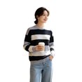 thumbnail image 2 of NAYTOAO Women's Striped Crew Neck Knit Sweater, Long Sleeve Relaxed Fit Pullover Sweater for Daily Casual Wear, 2 of 6