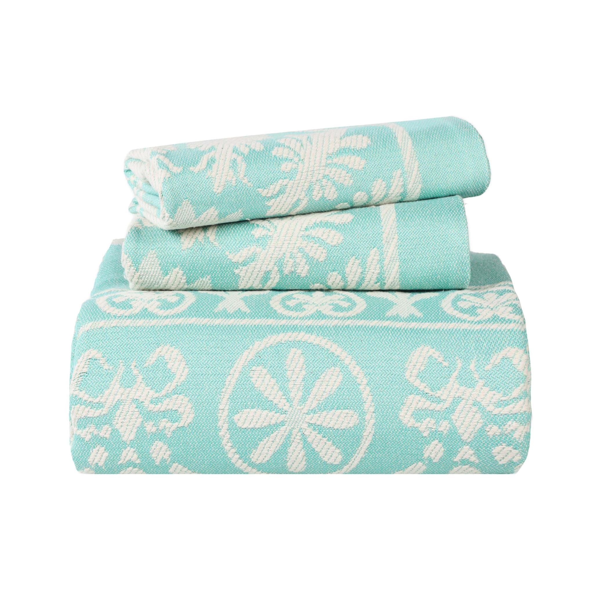 Superior Cotton Blend Woven Jacquard Vintage Medallion Bedspread Set, Full, Turquoise