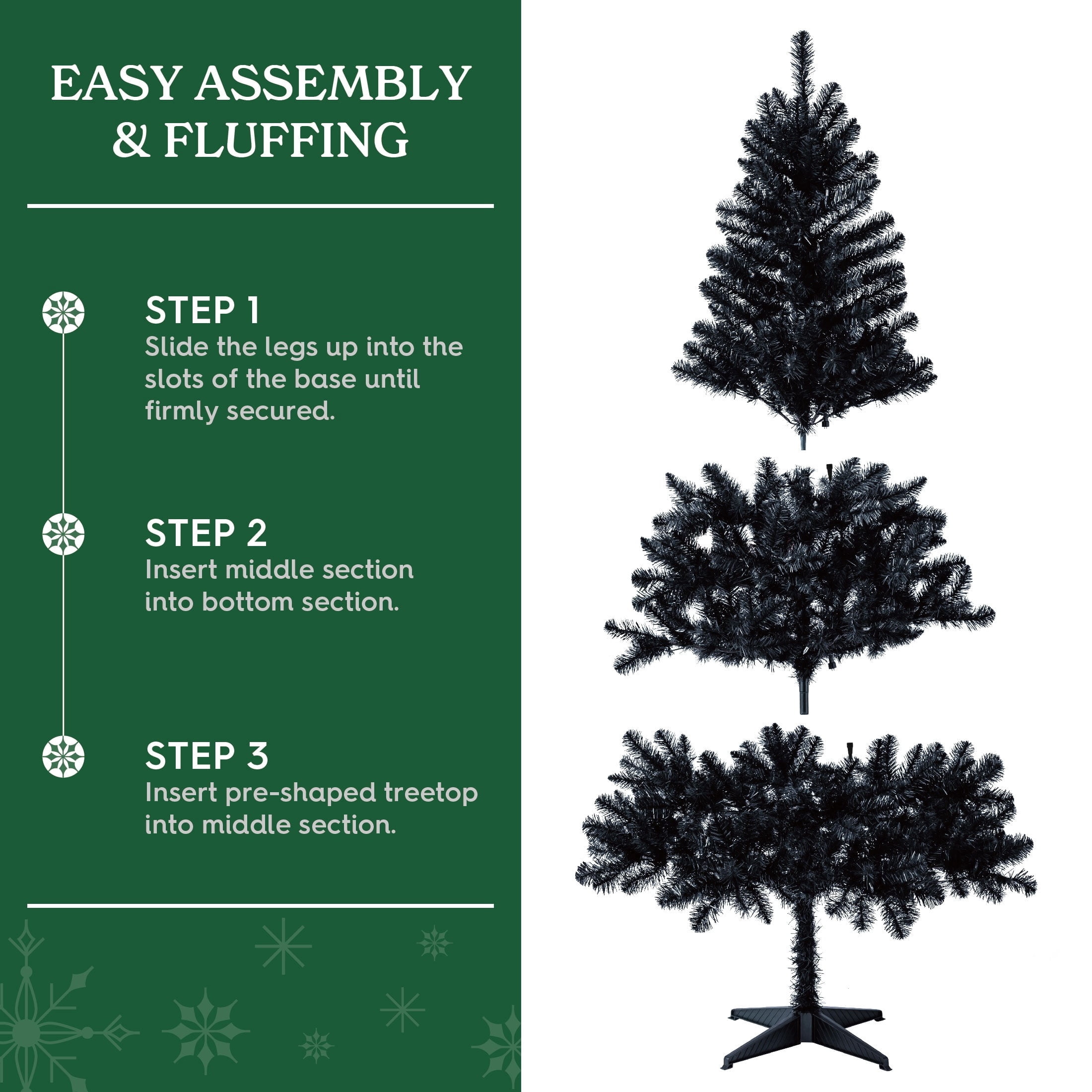 6.5' Pre-Lit Madison Pine Black Artificial Christmas Tree with 250 Warm White LED Lights and Stand, by Holiday Time