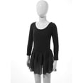 thumbnail image 4 of Moggemol Kids Girls Long Sleeve Ballet Leotard with Tutu Skirts Dance Dress Ballerina Outfits Black XS, 4 of 7