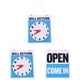 thumbnail image 1 of 3pcs Store Open Sign con la cadena colgante de los lados dobles abiertos y devolverá el signo del reloj, 1 of 5