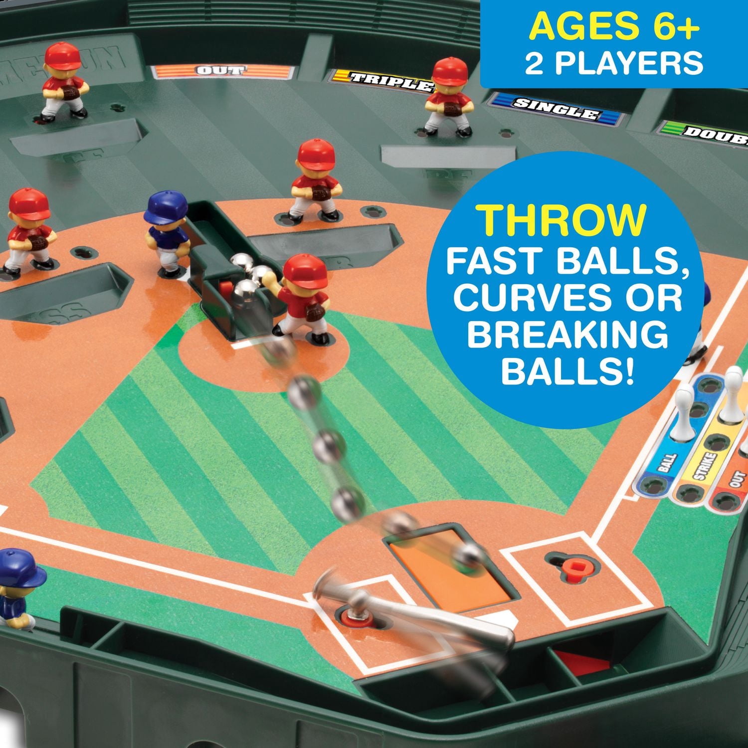 Game Zone Super Stadium Baseball Game, Tabletop Action Game for Adults and Children Ages 6+