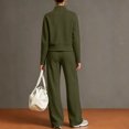 thumbnail image 4 of Women's 2 Piece Outfits Casual Lapel Half Zip Sweatshirts and Wide Leg Pants Tracksuit Sets, 4 of 4