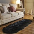 thumbnail image 3 of Faux Fur Sheepskin Rug ,Home Area Rug for Bedroom, Fluffy Small Fur Rug, Fuzzy Shaggy Rug for Living Room ,2 x 6 Feet,Black, 3 of 5