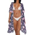 thumbnail image 4 of FKELYI Kimono Cover Up for Women Summer Beach Coverup Butterfly Flower Print Half Sleeve Kimono Cardigan Sheer Beachwear Comfy Resort Wear for Ladies Casual Outfit, 4 of 6