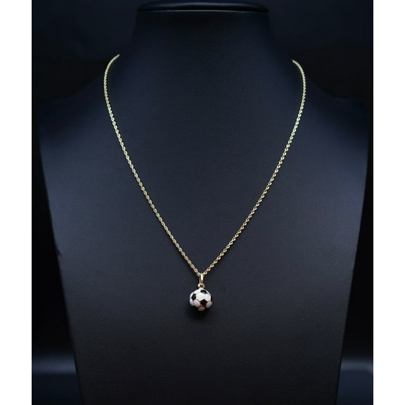 14k Real Gold 3D Soccer Ball Pendant, 14K Real Gold Soccer Ball Charm, 14k Real Gold 1.6mm Solid Rope Chain Necklace, Gold Soccer Ball Charm (Charm and Necklace Lentgh:Only Charm;)