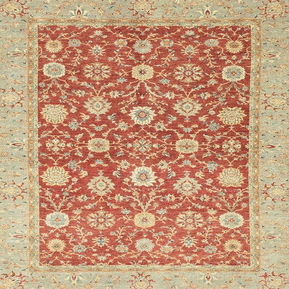 Ahgly Company Machine Washable Indoor Square Abstract Grapefruit Red Area Rugs, 4' Square