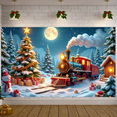 thumbnail image 5 of Festive Train Christmas Scene Winter Holiday Backdrop Decorative Snowy Forest for Family Gathering Holiday Party Seasonal Celebration, 5 of 8