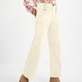 thumbnail image 4 of Dpytoraw Wide Leg Corduroy Pants For Women Casual Work Pants Straight Leg Elastic Waist Solid Color Harem Pants With Pockets Stretch Twill Straight Leg Casual Pants Beige L, 4 of 5