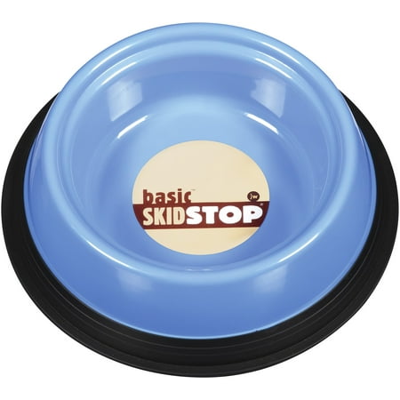 JW Skid Stop Plastic Dog Bowl, Large, Blue & White