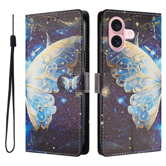 FOXDOCK Funda Tipo Cartera para iPhone 16 con Soporte y Correa – Diseño de Patrones Lindos