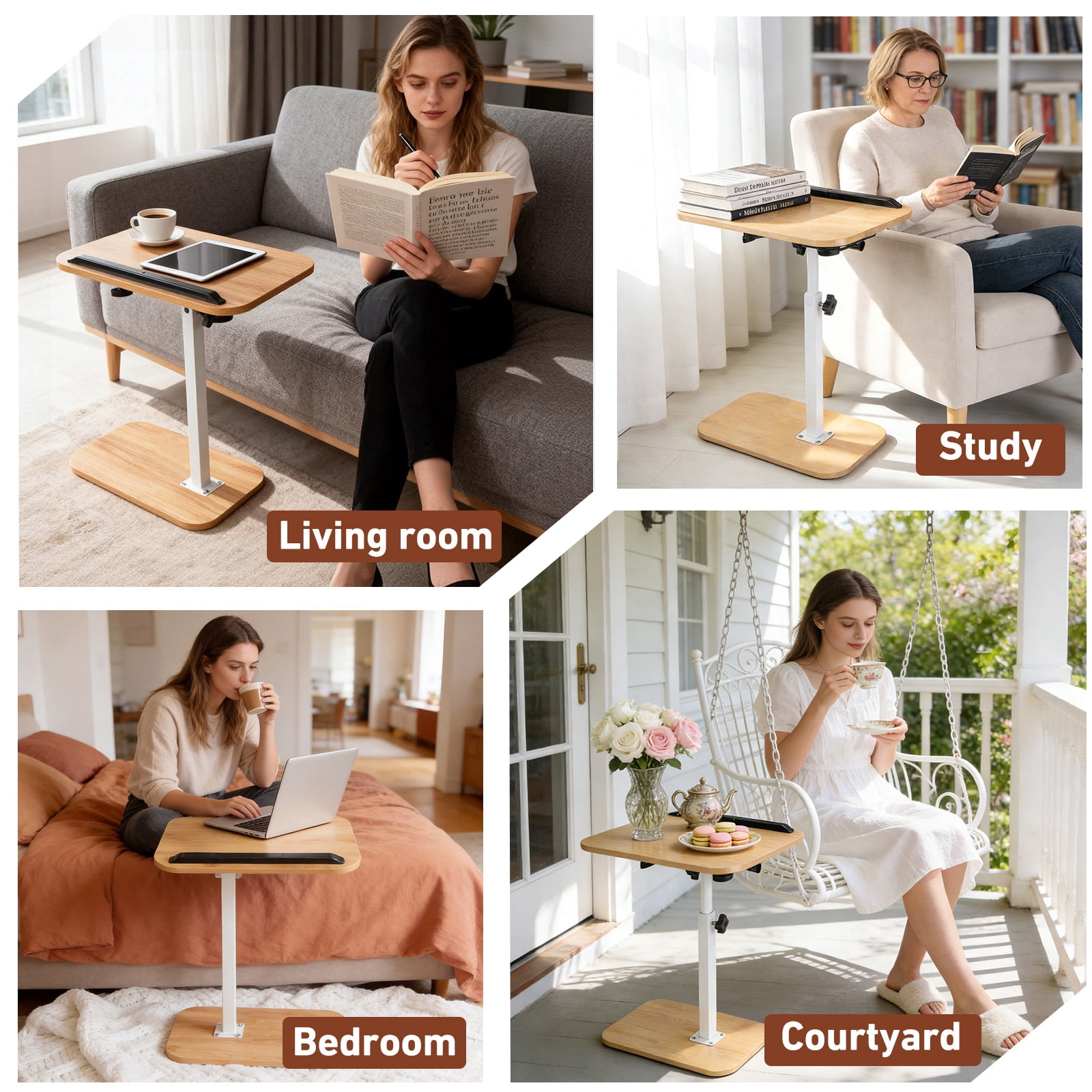 PinkSheep Small Side Table End Table Accent Table Tray Table  for Bedroom Living Room Small Spaces, Natural Color