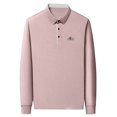 thumbnail image 3 of Long Sleeve Polos Shirt For Men Fashion Casual Breathable Golf T Shirts Lapel Button Business Office Wear (3XL, Pink), 3 of 7