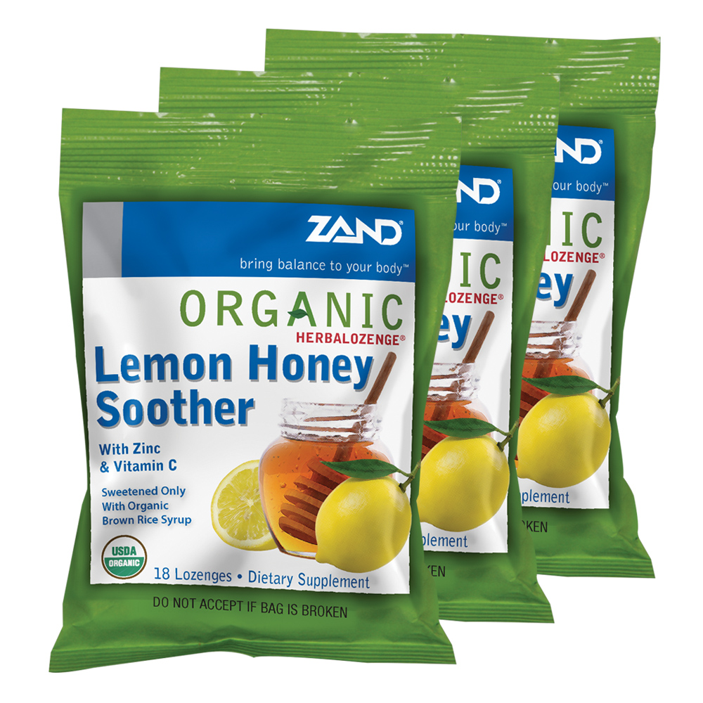 Zand HerbaLozenge Organic Lemon Honey Soother Throat Lozenges w/ Vit