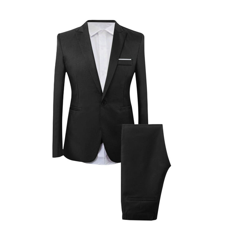 YYDGH On Clearance Men's Suits 3 Piece Slim Fit Suit Set,One Button Wedding  Business Tuxedo Solid Blazer Jacket Vest Pants(Black,XL)