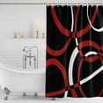 thumbnail image 2 of Polyester Fabric Red Geometric Shower Curtain, Vintage Abstract Stripes Aesthetic Art Waterproof Bathtub Curtain Bathroom Decor Set with Hooks 54 x 78 Inches, 2 of 6