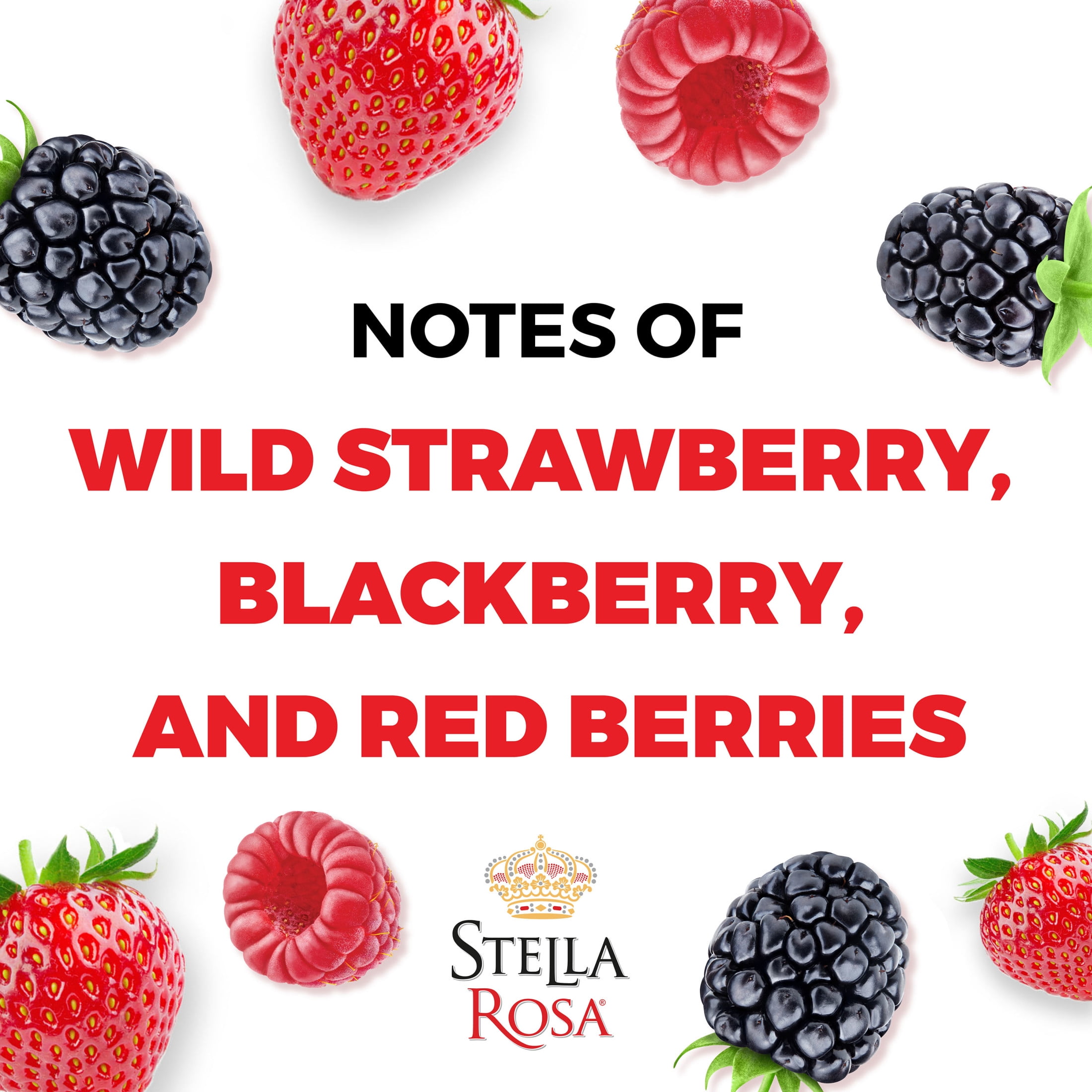 Stella Rosa Berry Semi-Sweet Rose Wine, 750ml Glass Bottle, Piedmont, Italy