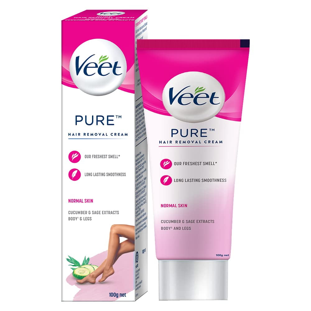 Veet Pure Hair Removal Cream for Women With No Ammonia Smell, Normal Skin -  100g | Suitable for Legs, Underarms, Bikini Line, Arms | 2x Longer Lasting  Smoothness than Razors 