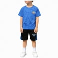 thumbnail image 3 of HCNTES Kid Boys Summer Outfits 2-Piece Athletic Set Tee & Elastic Waist Shorts 6T 7T 8T 9T 10T 11T 12T 13T Young Boys World Cup Clothing Set 8T 9T 10T 11T(D01-Blue,5-6 Years), 3 of 6