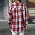 thumbnail image 4 of Kixjoy Flannel Shirts for Women Long Sleeve Button Down Plaid Shirts Fashion Plus Size Winter Tops Casual Lightweight Fall Tops for Women 2025 with Pockets, Red XXL, 4 of 5