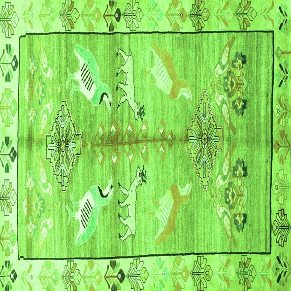 Ahgly Company Indoor Square Persian Green Traditional Area Rugs, 7' Square