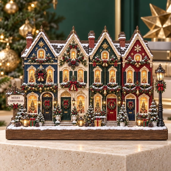 Tabletop Decor, Christmas Village Wooden House Display for Holiday Home