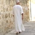 thumbnail image 4 of Tbopshirt Man Nightgown Mens Ethnic Robes Loose Solid Long Sleeve Loose Vintage Dress Kaftan WH/S, 4 of 5