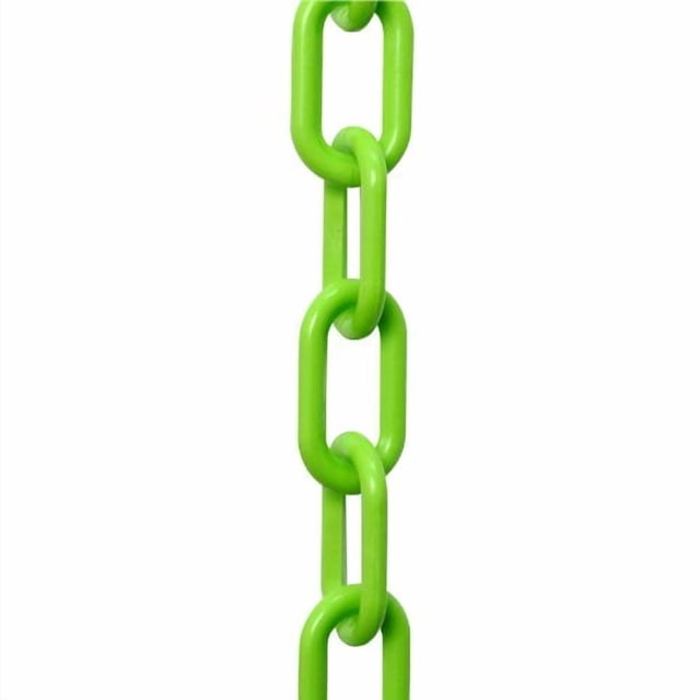 Cadena de barrera de plástico Mr. Chain Safety Green de 2 pulgadas y 30 m