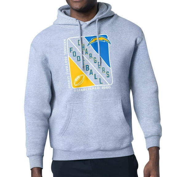 Men's Starter Heather Gray Los Angeles Chargers Shield Logo Pullover Hoodie