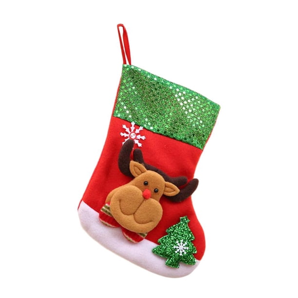 Medias Navideñas Medias Colgantes de Lentejuelas No Tejidas Bear Santa para Pared Alce
