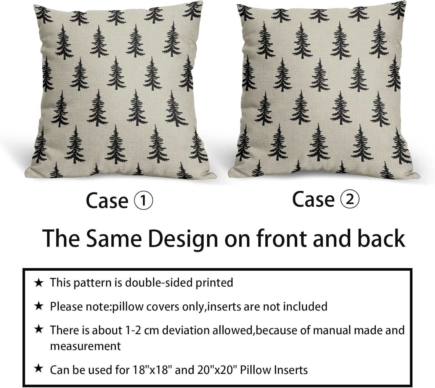 Christmas Tree Pillow Covers 18x18 Set of 2 Red Xmas Rustic Style Winter Print Decorative Outdoor Pillowcases Farmhouse Vintage Holiday Decorations Throw Cushion Case Decor for Couch Sofa Bed