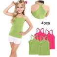 thumbnail image 2 of ZACPNCV 4 Pieces Girls Dance Tank Tops Racerback Camisole Undershirts Spaghetti Strap Camis Dance Clothes Tank Tops for Girls Hot Pink 6-7 Years, 2 of 7