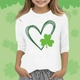 thumbnail image 2 of lnmuld Cute Tops Stylish Girls Graphic St Patricks Day Tee Fashionable Versatile Round Neck Three Quarter Sleeve Casual Shirt Size:9-10 Years, 2 of 4