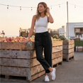 thumbnail image 4 of Womens Wide Leg Linen Pants Elastic Waist Lightweight Casual Flowy Palazzo Lounge Trousers with Pockets, XL, 4 of 8
