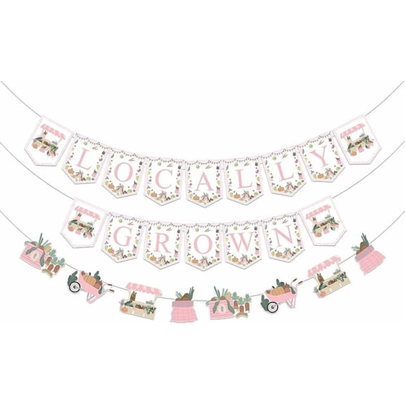 Locally Grown Farmer's Market Banner Garland Kits, Farm Fruits Vegetables Gardener Baby Shower Birthday Party Decorations Supplies