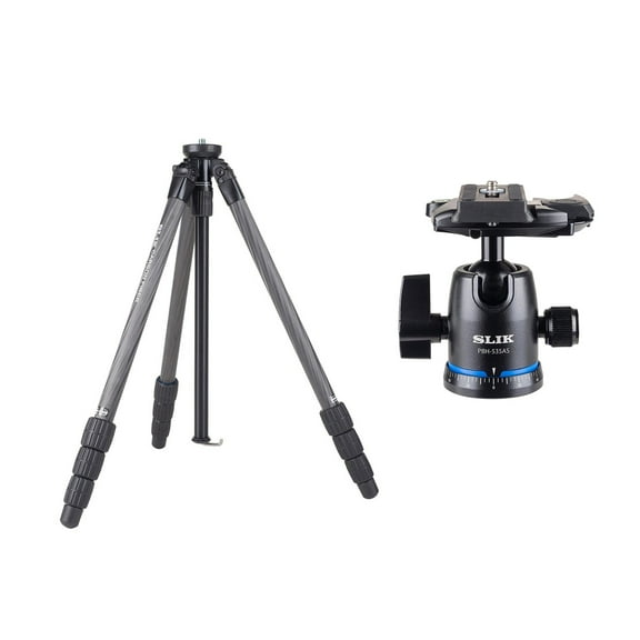 Slik PRO CF-634 4-Section Carbon Fiber Tripod, Bundle with PBH-535AS Ball Head