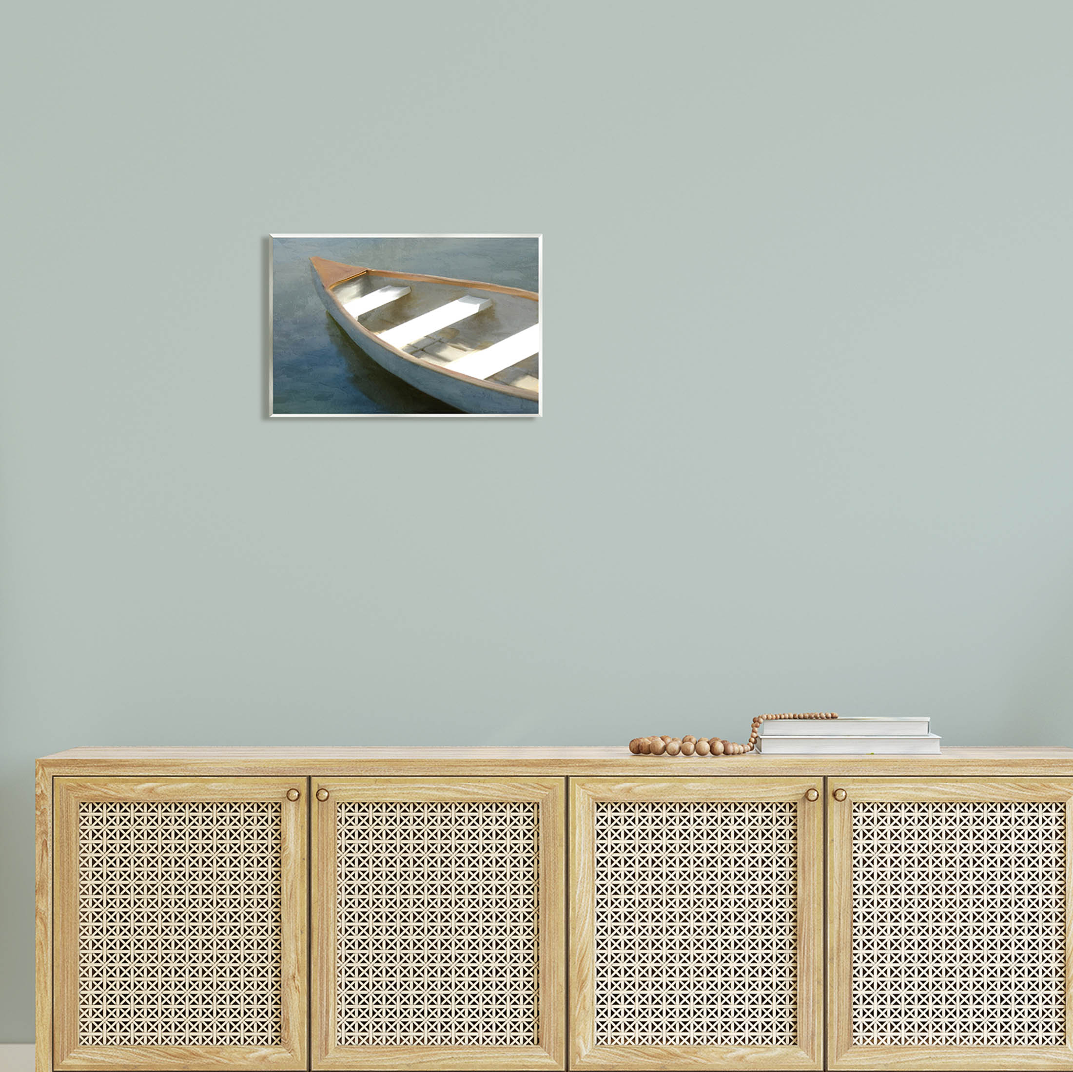 Stupell Industries Lone Canoe Boat Floating Deep Lake Painting Unframed Art Print Wall Art, Design by Kim Allen