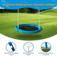 thumbnail image 3 of 2 Seat Outdoor Swing with Adjustable Rope,Saucer Swing&Belt Swing,Easy to Clean,Metal Frame Swing Sets for Backyard,Antique Blue, 3 of 9