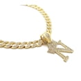thumbnail image 2 of iJewelry2 Kings and Queens Crowned Initial Letter N Crystals Pendant Gold-tone Cuban Linked Chain Necklace, 2 of 3