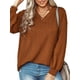 thumbnail image 1 of Sudadera de mujer, Sudadera holgada de manga larga con cuello en V para mujer, jerséis informales Meterk Camello/Medio, 1 of 7