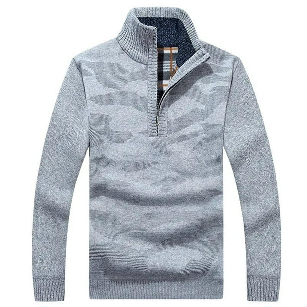 jovati Mens Hoodie Zip Up Mens Sweatshirt Classic Plain Knitted Sweater 1/2 Zip  Up Lightweight Drawstring Pullover Hoodie 