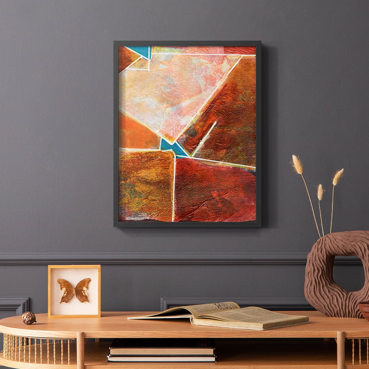 Primary Connection VIII Framed Print in Black Solid Wood Framed Print No Nail Hanging