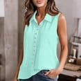thumbnail image 2 of VBVC Women's Sleeveless Crinkle Button Down Blouse, Ladies' Collared V-Neck Tank Top, Casual Solid Color Summer Shirt For Women,Mint Green,S-2XL, 2 of 9