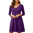 thumbnail image 6 of ClodeEU Women's 3/4 Sleeve Midi Dress,Casual V Neck T Shirt Long Tunic Loose Fit Flowy Dresses Purple,Womens Plus XXL, 6 of 6