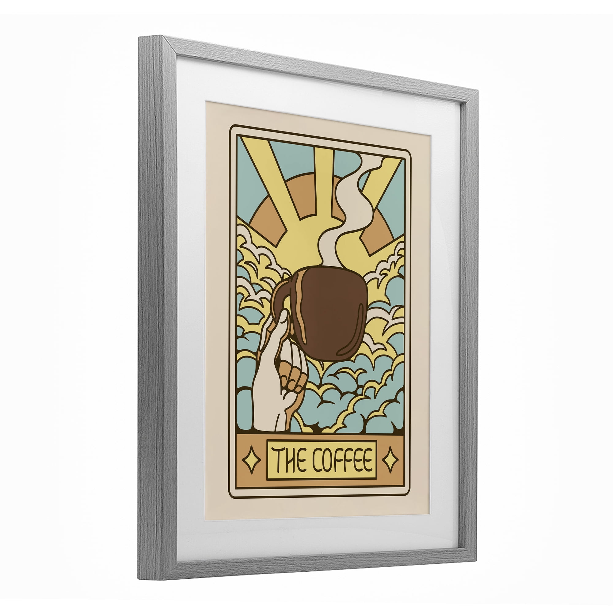 Stupell Industries The Coffee Muted Tarot Gray Framed Print Under Glass, design by Tobe Fonseca