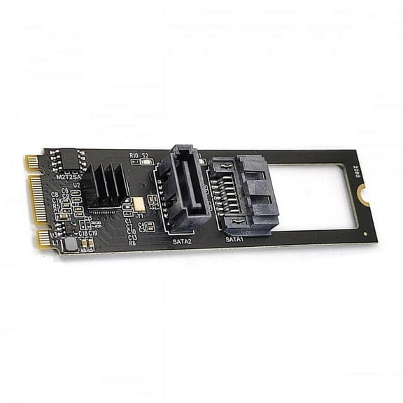 JSER NGFF Key B M PCI Express to SATA 3.0 6Gbps Dual Ports Vertical Horizontal Adapter Converter Hard Drive Extension Card JMB582 2280
