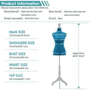 Female Mannequin Torso Mannequin Body Dress Form Mannequin Height Adjustable 49.6-63.4 Inch with Wooden Tripod Stand for Window Display Store Dress Jewelry Display Sewing (Blue)